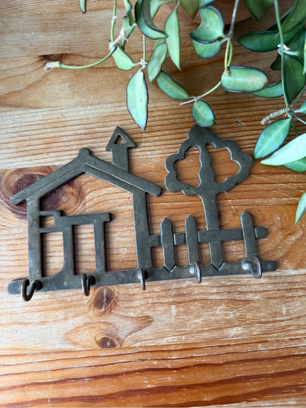 Vintage Brass House Hook Rack